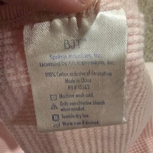 Vintage Baby Girl BJT Blue Jean Teddy Pink Waffle Knit Blanket | 32 x 29 Inches - Picture 6 of 6